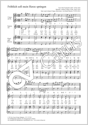 Fröhlich soll mein Herze springen Partition, édition séparée avec recueil de musique chorale