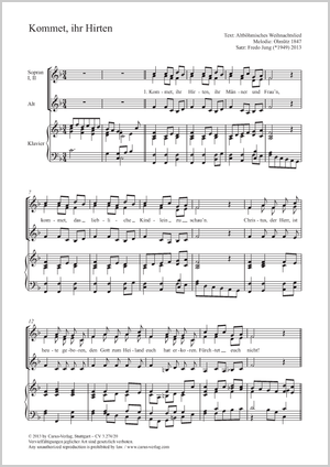 Kommet, ihr Hirten Partition, édition séparée avec recueil de musique chorale