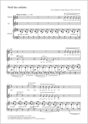 Noël des enfants Partitur, Einzelausgabe aus Chorbuch