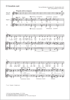 O Jesulein zart Score, separate edition from a choral collection