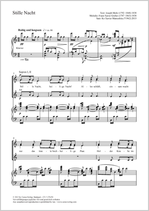 Stille Nacht Score, separate edition from a choral collection
