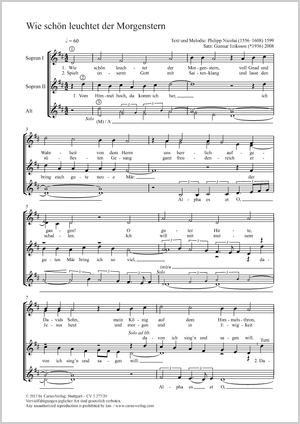 Wie schön leuchtet der Morgenstern Partition, édition séparée avec recueil de musique chorale