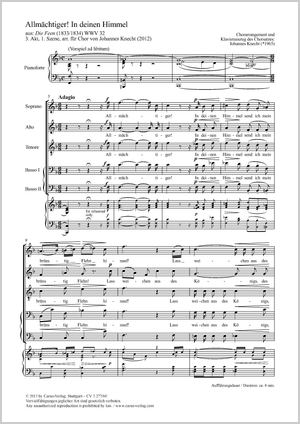 Allmächtiger! In deinen Himmel aus: Die Feen Partition, édition séparée avec recueil de musique chorale