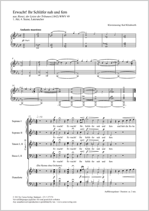 Richard Wagner: Erwacht! Ihr Schläfer - Noten | Carus-Verlag