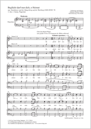 Beglückt darf nun dich, o Heimat Pilgerchor, aus: Tannhäuser und der Sängerkrieg auf der Wartburg Partitur, Einzelausgabe aus Chorbuch