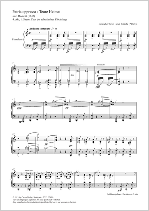 Patria oppressa (Teure Heimat, tief geschunden) Chor der schottischen Flüchtlinge, aus: Macbeth Score, separate edition from a choral collection