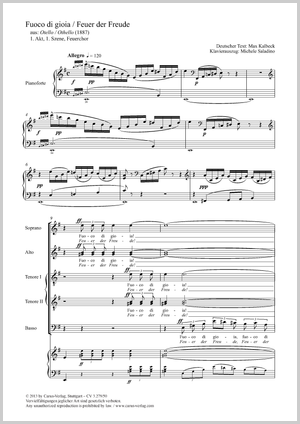 Fuoco di gioa! (Feuer der Freude) Feuerchor, aus: Otello Partitur, Einzelausgabe aus Chorbuch