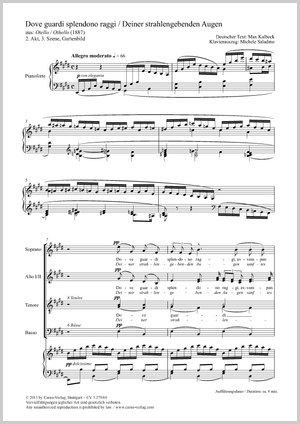 Dove guardi splendono Gartenbild, aus: Otello Partitur, Einzelausgabe aus Chorbuch