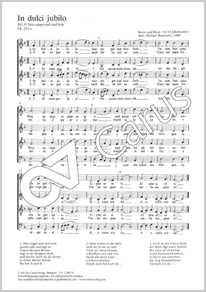In dulci jubilo (Nun singet und seid froh) Score, separate edition from a choral collection