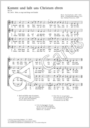 Kommt und laßt uns Christum ehren Partition, édition séparée avec recueil de musique chorale