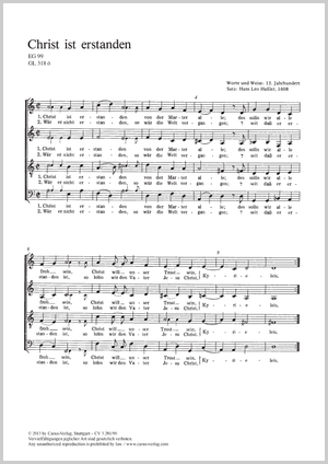 Christ ist erstanden Partitur, Einzelausgabe aus Chorbuch