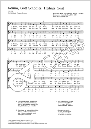 Komm, Gott Schöpfer, Heiliger Geist Partitur, Einzelausgabe aus Chorbuch