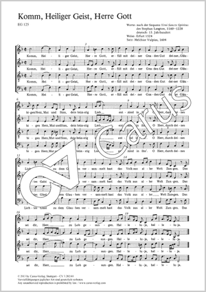 Come, Holy Ghost, God and Lord Partition, édition séparée avec recueil de musique chorale