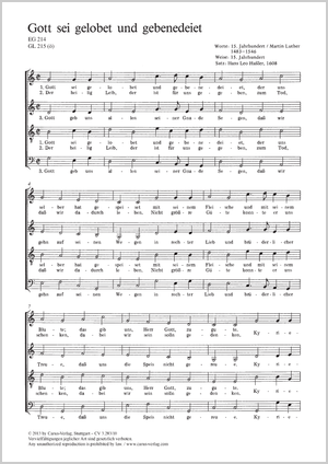 Gott sei gelobet und gebenedeiet Partitur, Einzelausgabe aus Chorbuch