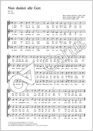 Nun danket alle Gott Score, separate edition from a choral collection