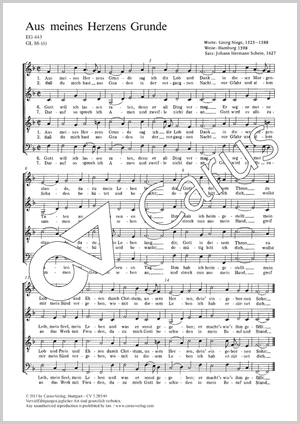 Aus meines Herzens Grunde Partitur, Einzelausgabe aus Chorbuch