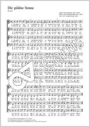 Die güldne Sonne Score, separate edition from a choral collection, F major, In dieser Ausgabe / in this edition: Coro SATB