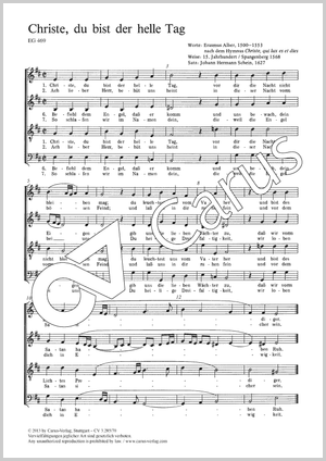 Christe, du bist der helle Tag Partitur, Einzelausgabe aus Chorbuch
