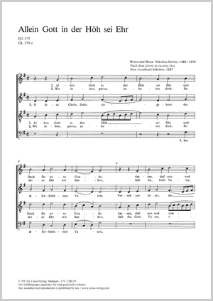 Gotthard Erythraeus: Allein Gott in der Höh sei Ehr - Noten | Carus-Verlag