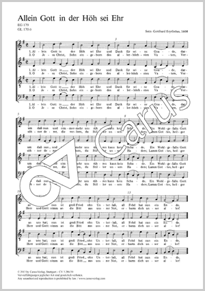 Allein Gott in der Höh sei Ehr Partitur, Einzelausgabe aus Chorbuch
