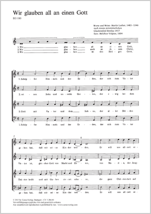Melchior Vulpius: Wir glauben all an einen Gott - Noten | Carus-Verlag