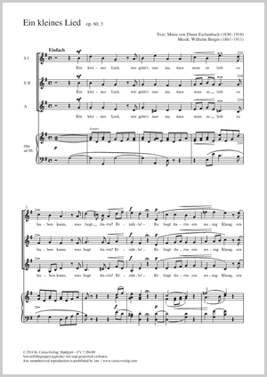 Ein kleines Lied Partitur, Einzelausgabe aus Chorbuch