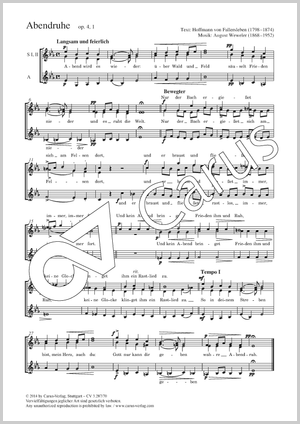 Abendruhe Partitur, Einzelausgabe aus Chorbuch