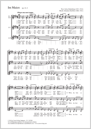 Im Maien Partition, édition séparée avec recueil de musique chorale
