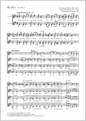 Max Reger: Er ist’s - Noten | Carus-Verlag
