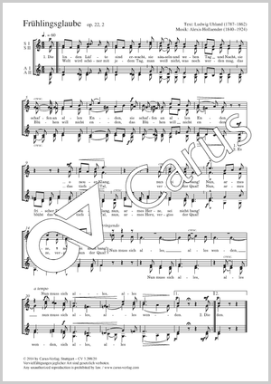 Frühlingsglaube Score, separate edition from a choral collection