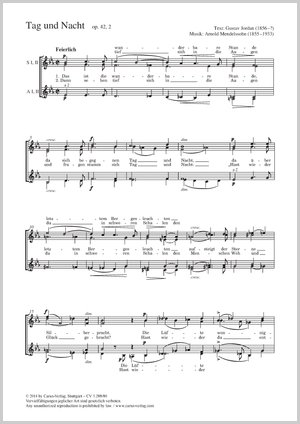 Arnold Mendelssohn: Tag und Nacht - Noten | Carus-Verlag