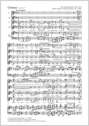 Untreue Partitur, Einzelausgabe aus Chorbuch