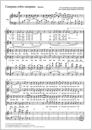 Campana sobre campana Score, separate edition from a choral collection