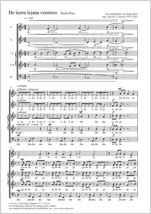 De tierra leja venimos Partitur, Einzelausgabe aus Chorbuch