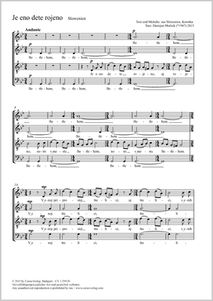 Damijan Mocnik (arr.): Je eno dete rojeno - Noten | Carus-Verlag