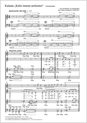 Stelios Chatziktoris (arr.): Kalanta »Kalin imeran archontes« - Noten | Carus-Verlag