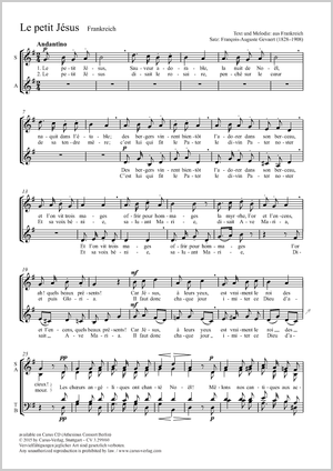 Le petit Jésus Partitur, Einzelausgabe aus Chorbuch