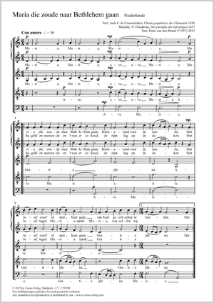 Hans van den Brand (arr.): Maria die zoude naar Bethlehem gaan - Noten | Carus-Verlag
