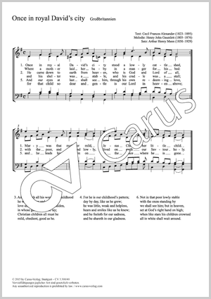 Arthur Henry Mann (arr.): Once in royal David's city - Noten | Carus-Verlag