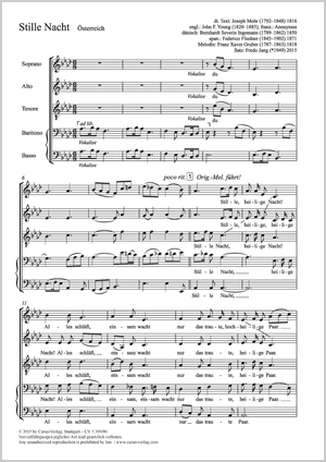 Stille Nacht (international) Mehrsprachiges Arrangement Partitur, Einzelausgabe aus Chorbuch