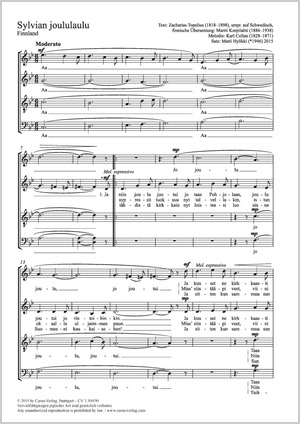 Sylvian joululaulu Score, separate edition from a choral collection