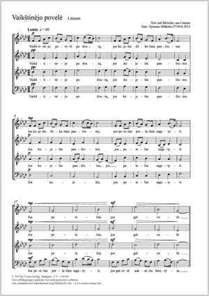 Vaikštineko povele Partitur, Einzelausgabe aus Chorbuch