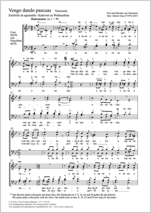 Alberto Grau (arr.): Vengo dando pascuas - Noten | Carus-Verlag