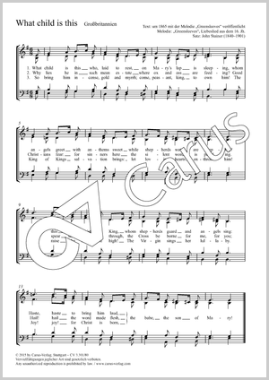 John Stainer (arr.): What child is this - Noten | Carus-Verlag