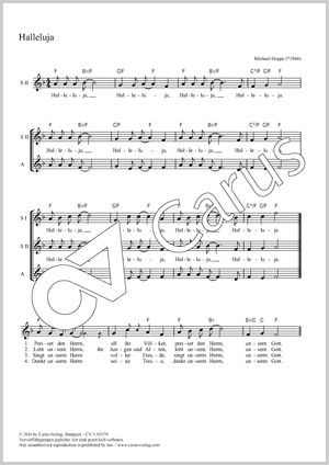 Halleluja Partitur, Einzelausgabe aus Chorbuch