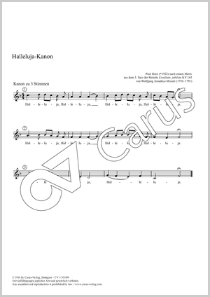 Paul Horn / Wolfgang Amadeus Mozart: Halleluja-Kanon - Noten | Carus-Verlag
