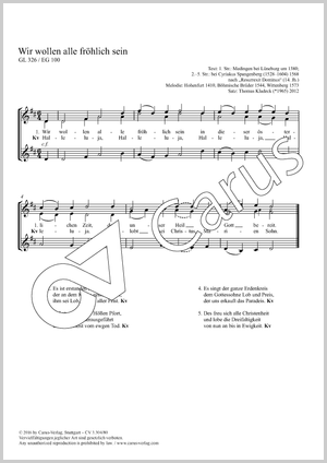 Wir wollen alle fröhlich sein Partitur, Einzelausgabe aus Chorbuch