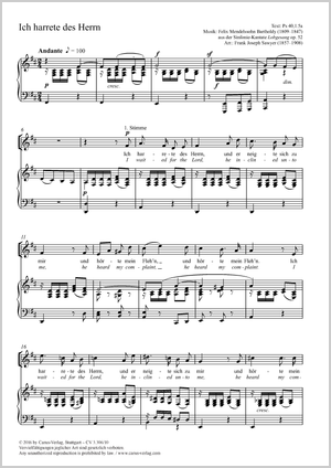 Felix Mendelssohn Bartholdy / Frank Joseph Sawyer (arr.): Ich harrete des Herrn - Noten | Carus-Verlag