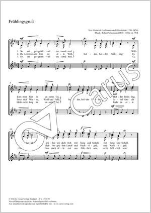 Frühlingsgruß Partitur, Einzelausgabe aus Chorbuch