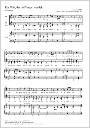 Das Volk, das im Finstern wandelt Score, separate edition from a choral collection